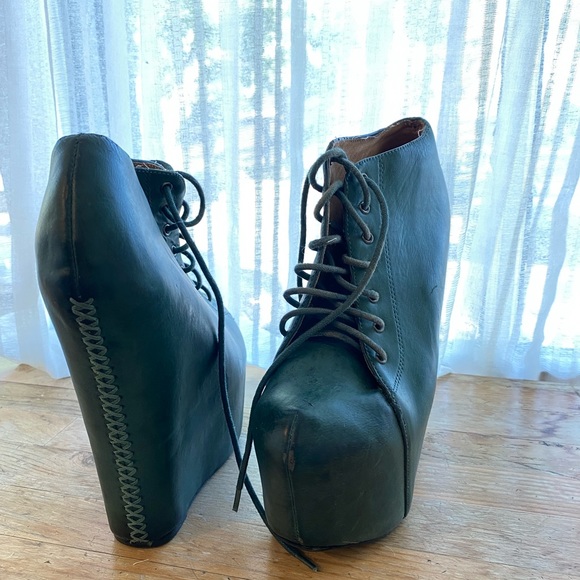Jeffrey Campbell
Hunter Green 99 Tie 2 Wedge Leather Booties Platforms 9M - Picture 2 of 2